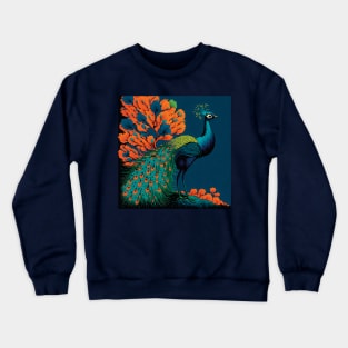 Beautiful Peacock and Stunning Matching Foliage Crewneck Sweatshirt